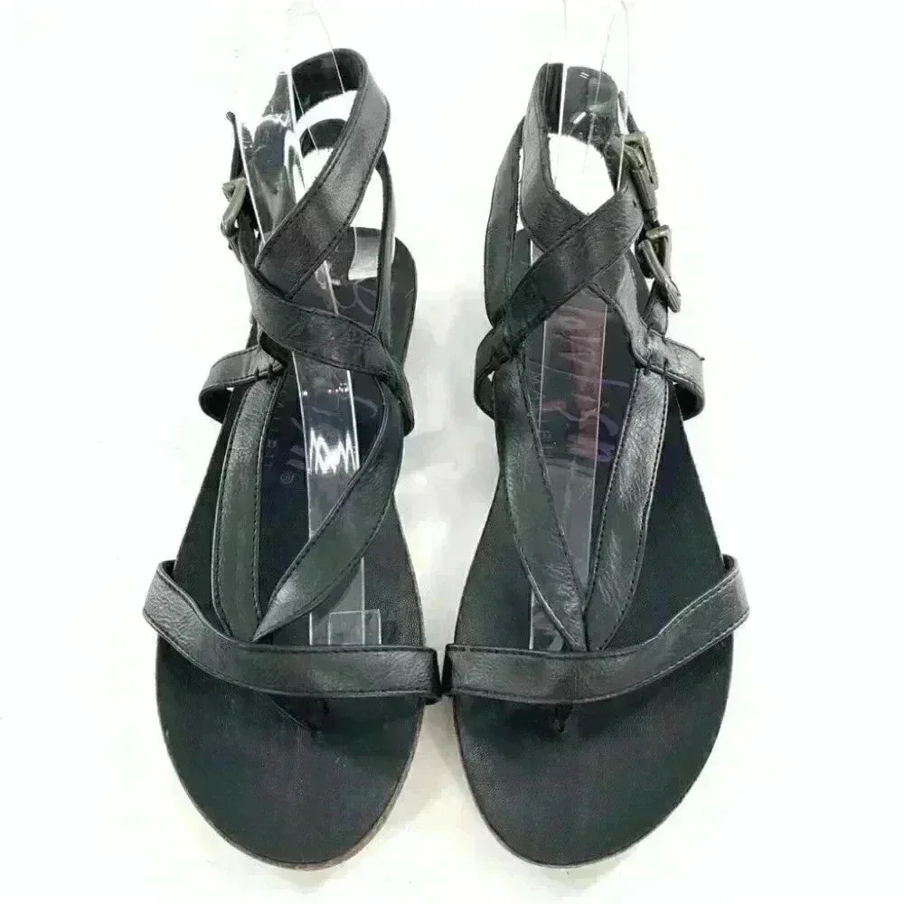 Blowfish womens sandals size 7 black faux leather boho Bohemian festival - Picture 2 of 13
